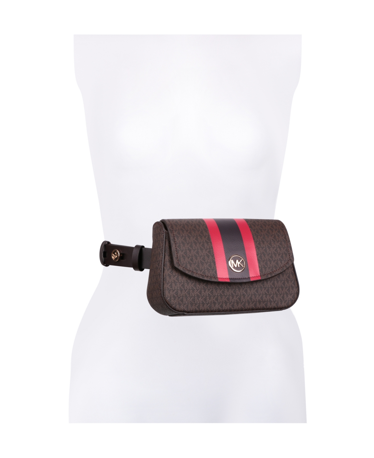 Michael Kors Women's Logo Belt Bag With Stripe In Dark Brown