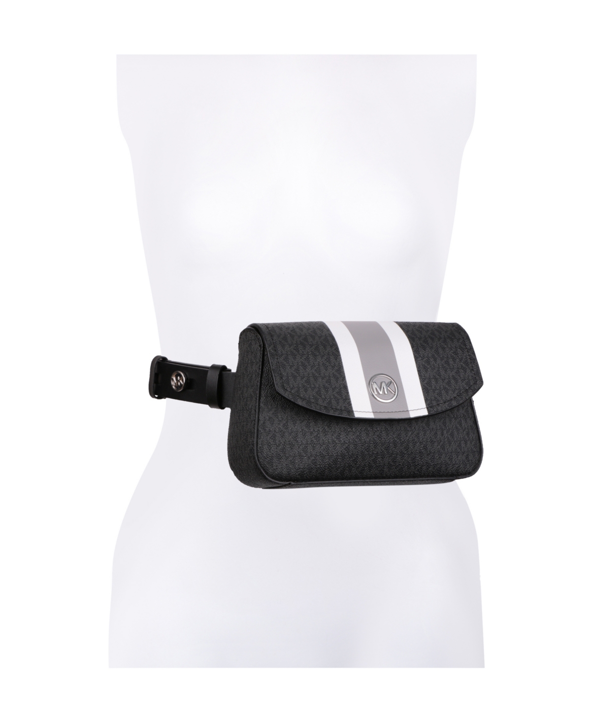 Michael Kors Women's Logo Belt Bag With Stripe In Black