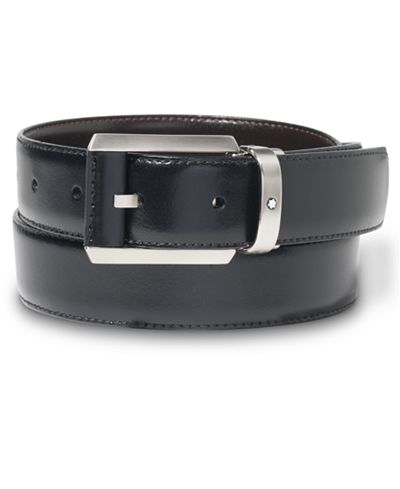 Montblanc Palladium-Coated Pin Buckle Reversible Leather Belt 38158