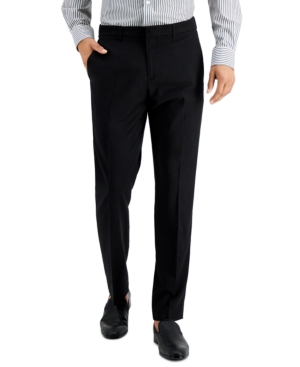 Perry Ellis Portfolio Men's Slim-fit Non-iron Performance Stretch Heathered Dress Pants In Black