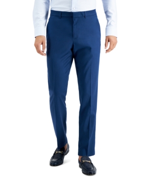 Shop Perry Ellis Portfolio Men's Slim-fit Non-iron Performance Stretch Heathered Dress Pants In Insignia Blue