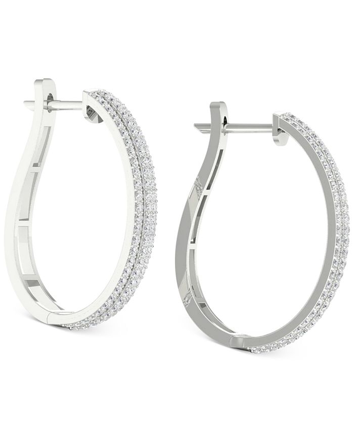 Macys hoop diamond earrings Clearance