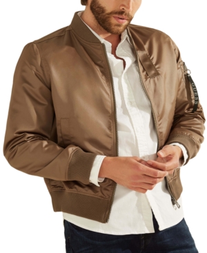 Guess Men's Satin Bomber Jacket