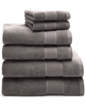 Shop Lauren Ralph Lauren Sanders Solid Cotton 6-pc. Towel Set In True Charcoal