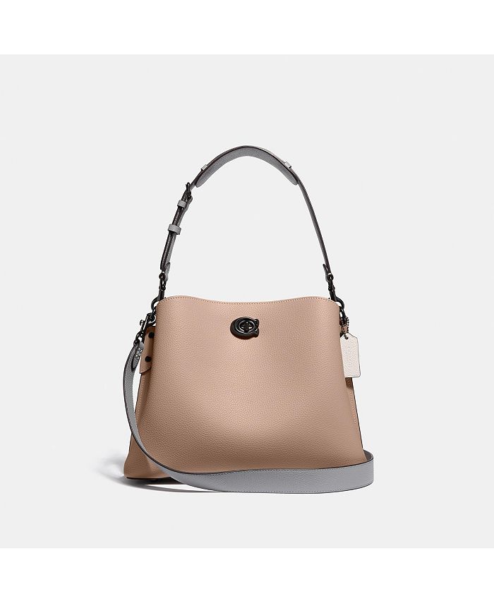 Buy the Coach Pebble Leather Pennie Shoulder Bag Heather Grey