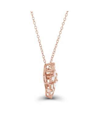 Cubic Zirconia Scattered Cluster Heart 18" Pendant Necklace in Sterling Silver (Also in 14k Gold Over Silver or14k Rose Gold Over Silver)