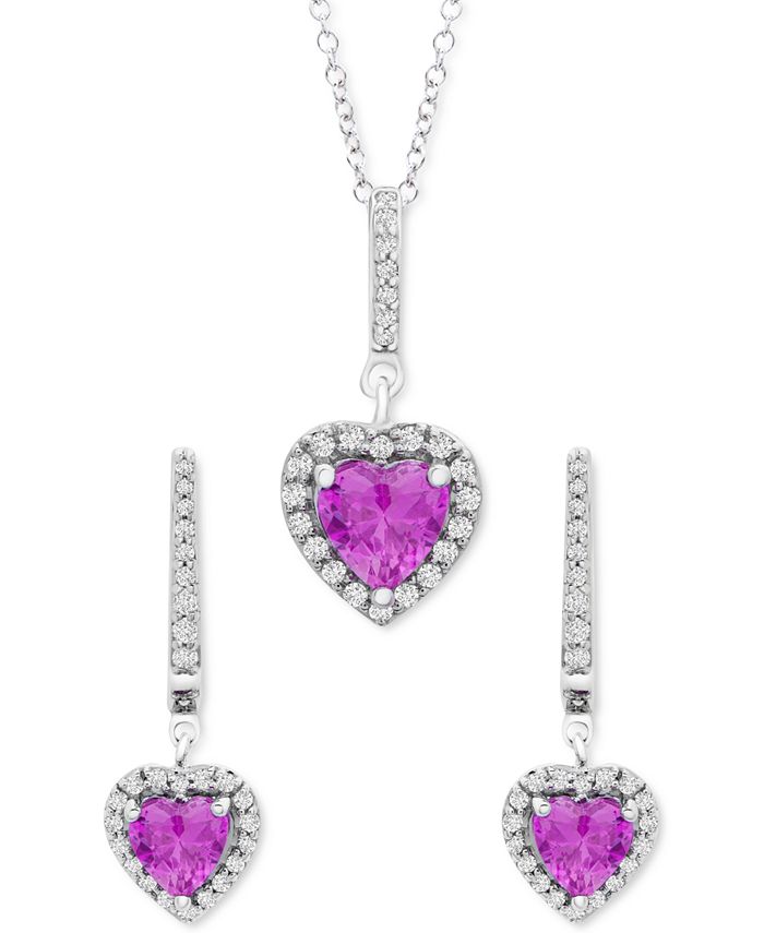 Macy's pink sapphire top heart necklace