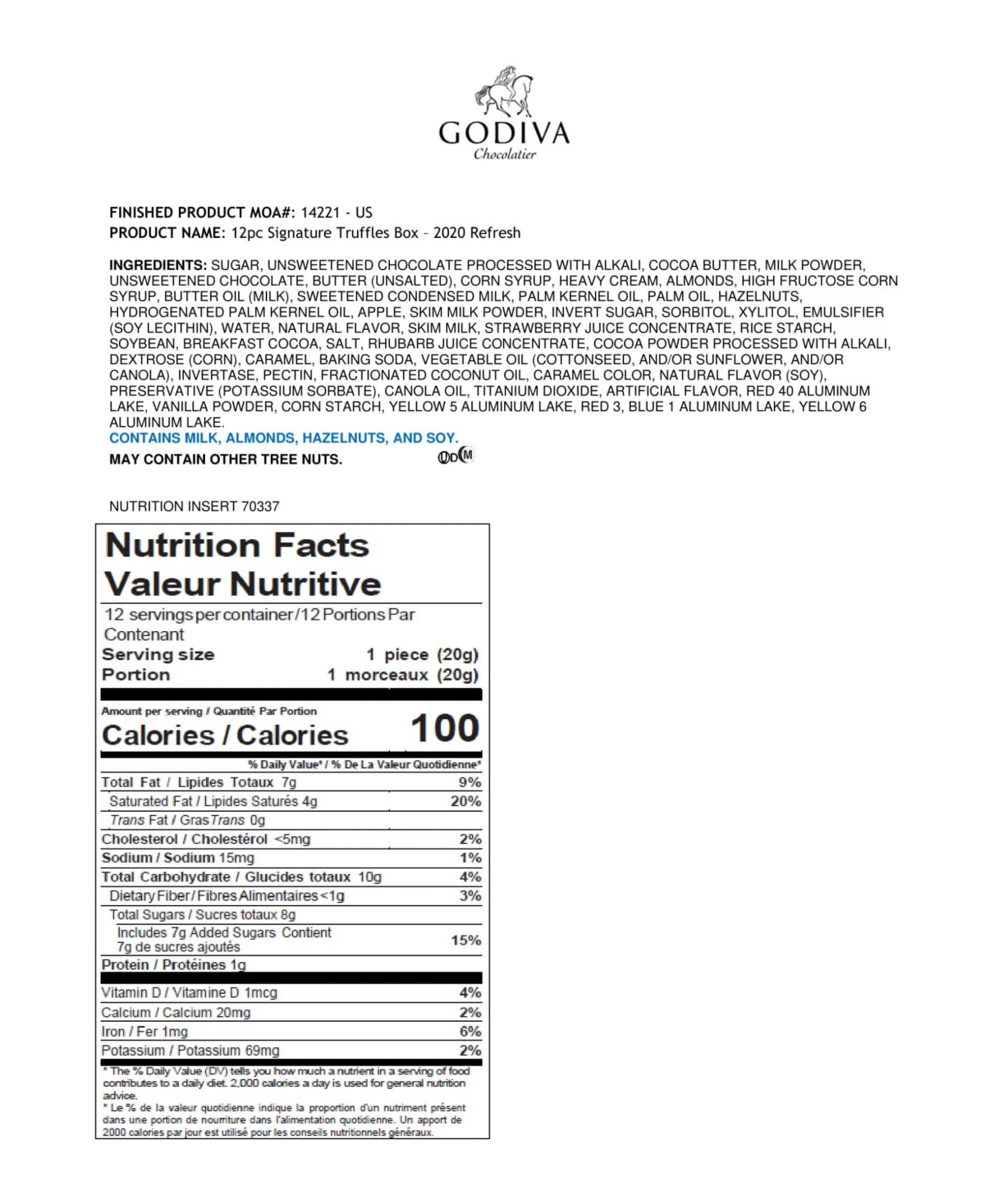 Godiva Signature Truffles Assorted Chocolate Gift Box, 12 Pieces In Transparent