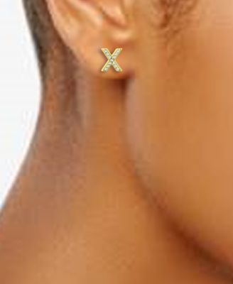 Cubic Zirconia X & O Mismatch Stud Earrings, Created for Macy's
