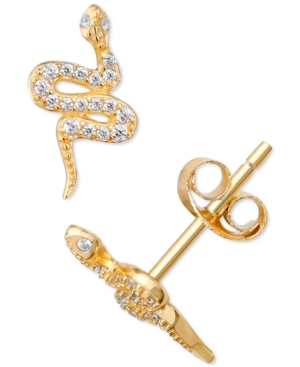 Giani Bernini Cubic Zirconia Snake Stud Earrings, Created For Macy's In Gold