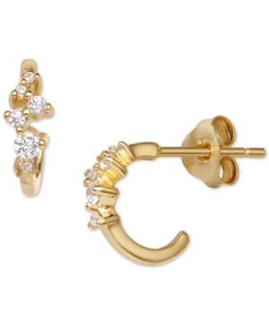 Giani Bernini Cubic Zirconia Huggie Hoop Earrings, 0.39", Created For Macy's In Gold