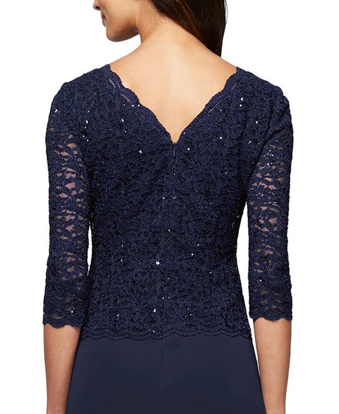 alex evenings sequined lace gown