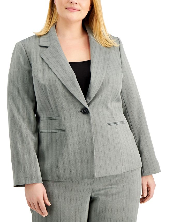 Le Suit Plus Size Herringbone One Button Pantsuit Macys 