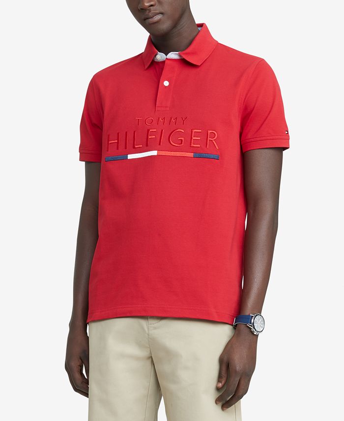 Tommy Hilfiger Men's Custom-Fit Toby Embroidered Logo Piqué Polo - Macy's
