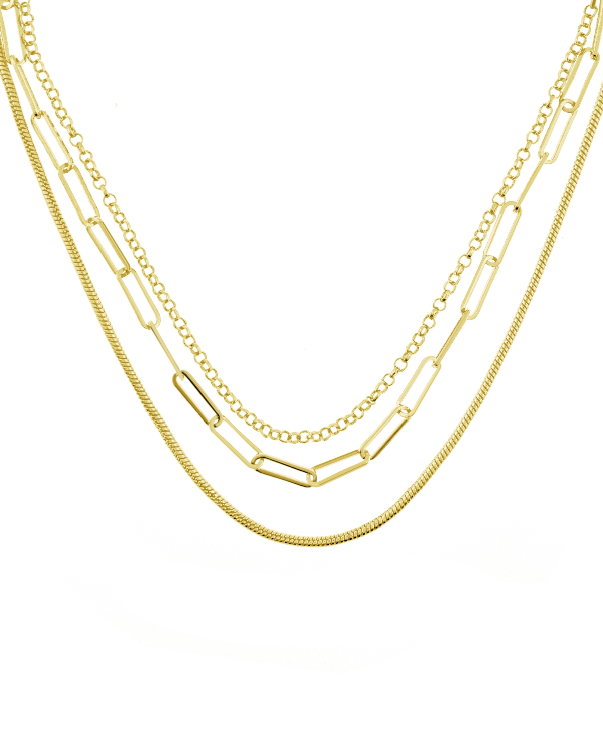Triple Row 16" Chain Necklace in Silver Plate or Gold Plate - Silver