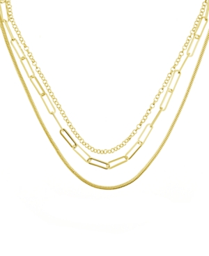 Essentials Triple Row 16" Chain Necklace In Silver Plate Or Gold Plate