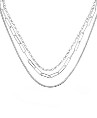And Now This - Triple Row 16" Chain Necklace in Fine Silver Plate or Gold Plate
