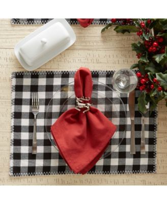 Christmas Buffalo Check with Embroidery Placemat, Set of 6