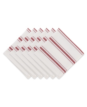 Shop Design Imports Design Import Zig Dobby Stripe Napkin, Set Of 6 In Red