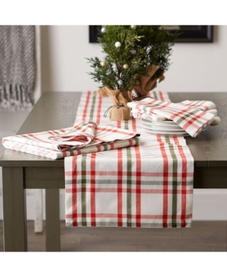 Kitchen and Table Top Jolly Tree Collection Table Runner, Nutcracker Plaid, 14" x 108"