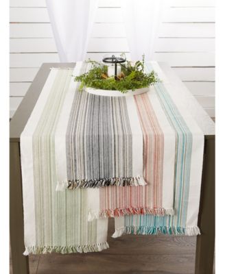 Striped Fringed Table Runner, 14" x 108"