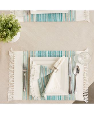 Fringed Stripe Table Toppers, 13" x 20", Set of 6