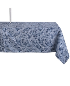 Design Imports Paisley Print Outdoor Tablecloth With Zipper, 60" X 120" In Blue