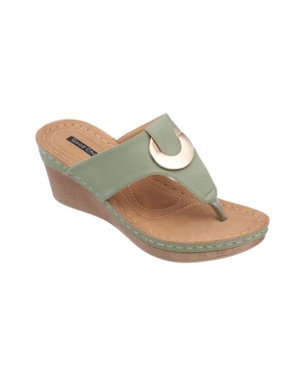 Shop Gc Shoes Genelle Wedge Sandal In Green