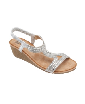 Gc Shoes Coretta Rhinestone Wedge Sandal In Silver