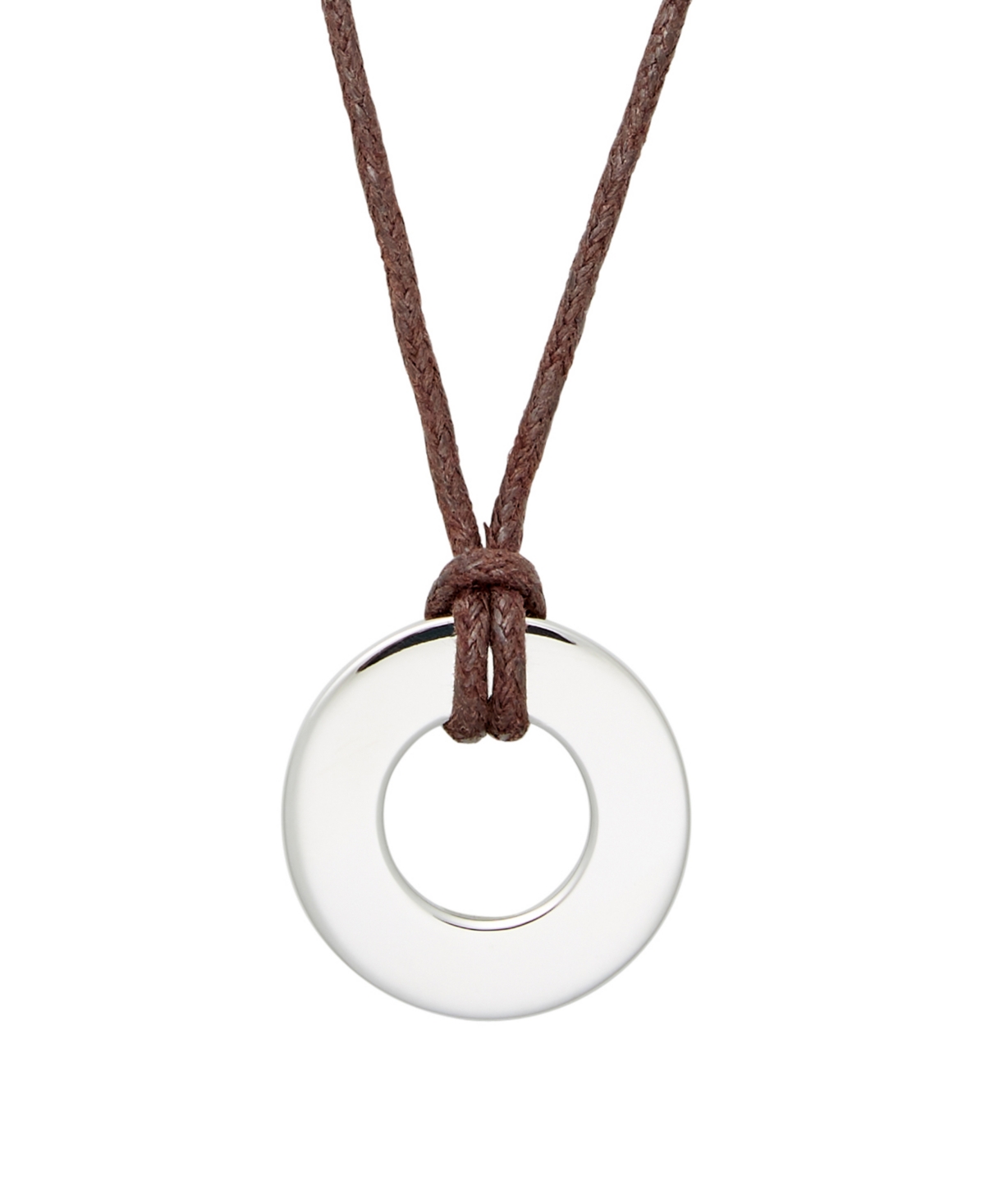 Eve's Jewelry Men's Brown Cord Circle Pendant Necklace
