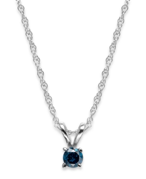 image of 10k White Gold Blue Diamond Pendant Necklace (1/10 ct. t.w.)