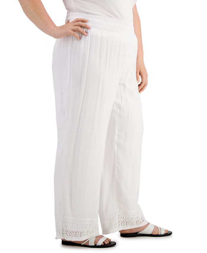 JM Collection Plus Size Gauze Pants, Created for Macy's & Reviews