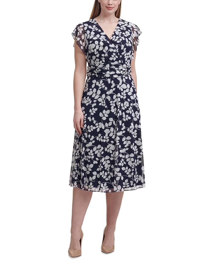 Jessica howard illusion on sale ruched waist midi dress