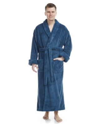 Men's Shawl Collar Full Ankle Length Fleece Bathrobe