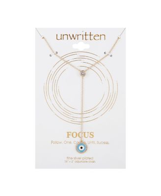 Gold Flash Plated Crystal Evil Eye Lariat Necklace