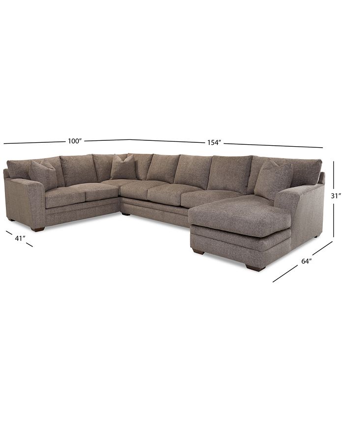 Macy's CLOSEOUT! Loranna 3Pc. Fabric Sectional with Chaise, Created