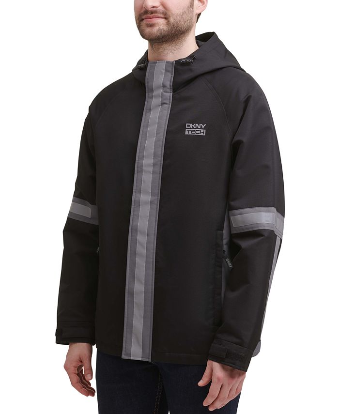 DKNY Men's Tech RegularFit Colorblocked Hooded Rain Jacket & Reviews