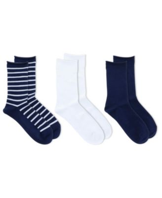 Photo 1 of Ralph Lauren Women's Super Soft St James Stripe Crew Socks, 3 Pack