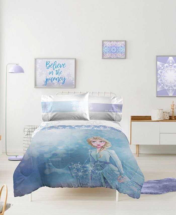 Disney Frozen 2 Elsa Color Block 7 Piece Queen Bed Set - Includes Reversible Comforter & Sheet Set Bedding - Super Soft Fade Resistant Microfiber