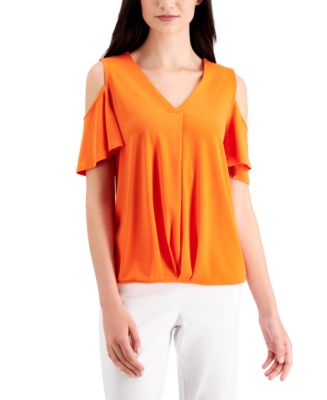 JM Collection Solid Cold-Shoulder Top, Created for Macy's - Macy's