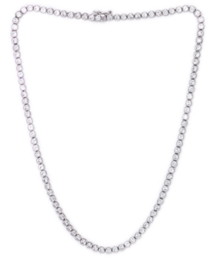 MACY'S CUBIC ZIRCONIA BEZEL LINK 17" NECKLACE IN SILVER OR GOLD PLATE 