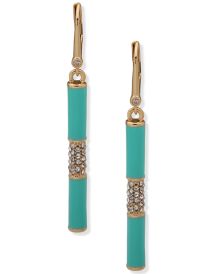 Gold-Tone Turquoise-Color & Pavé Linear Drop Earrings