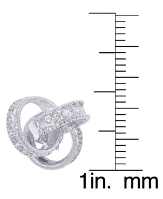 Diamond Accent Love Knot Stud Earrings in Silver or 14k Gold Plate