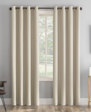 Sun Zero Tresello Tonal Texture Draft Shield Fleece Insulated 100% Blackout Grommet Curtain Panel, 50" X 84" In Ecru