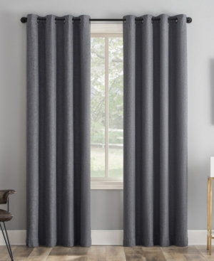 Sun Zero Tresello Tonal Texture Draft Shield Fleece Insulated 100% Blackout Grommet Curtain Panel, 50" X 84" In Sterling Gray