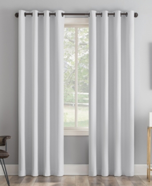 Sun Zero Tresello Tonal Texture Draft Shield Fleece Insulated 100% Blackout Grommet Curtain Panel, 50" X 84" In Dove White
