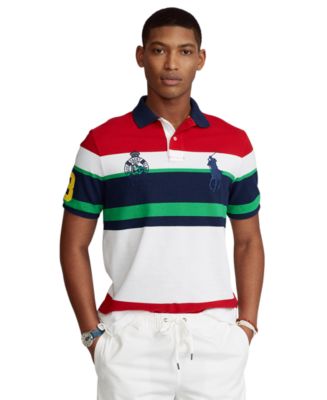 Polo Ralph Lauren Men's Custom Slim Fit Striped Mesh Polo Shirt - Macy's