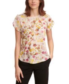 Floral-Print Tulip-Sleeve Top