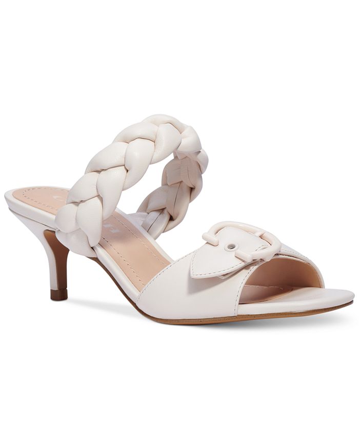 braided strap kitten heeled mules