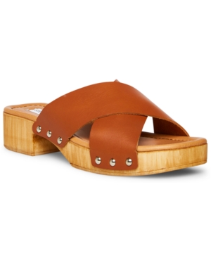 Steve Madden Women's Bryna Crisscross Wooden Platform Sandals